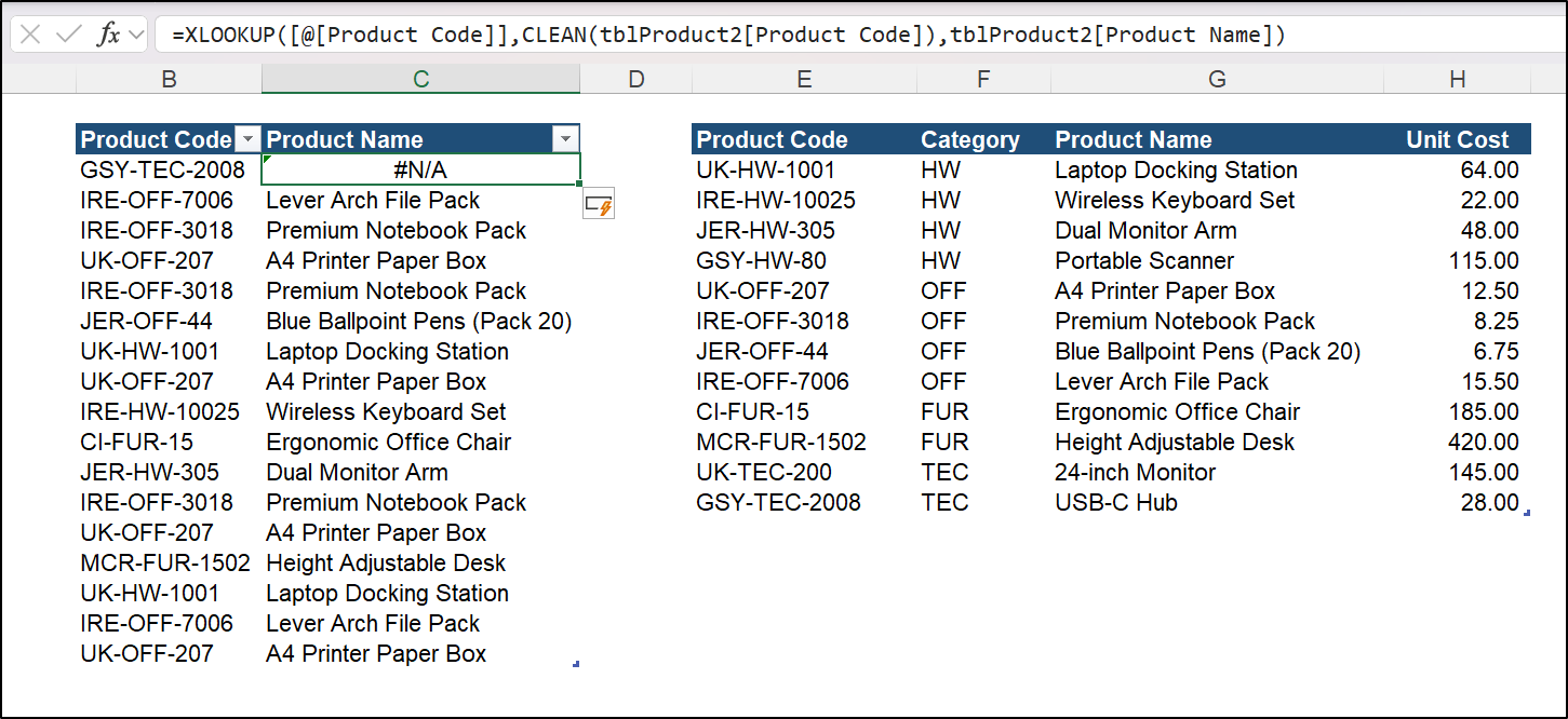 Using CLEAN to remove non printable characters