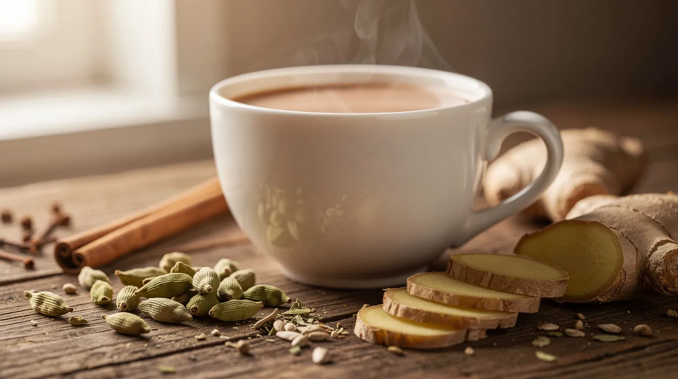 Masala chai z cynamonem, kardamonem i imbirem
