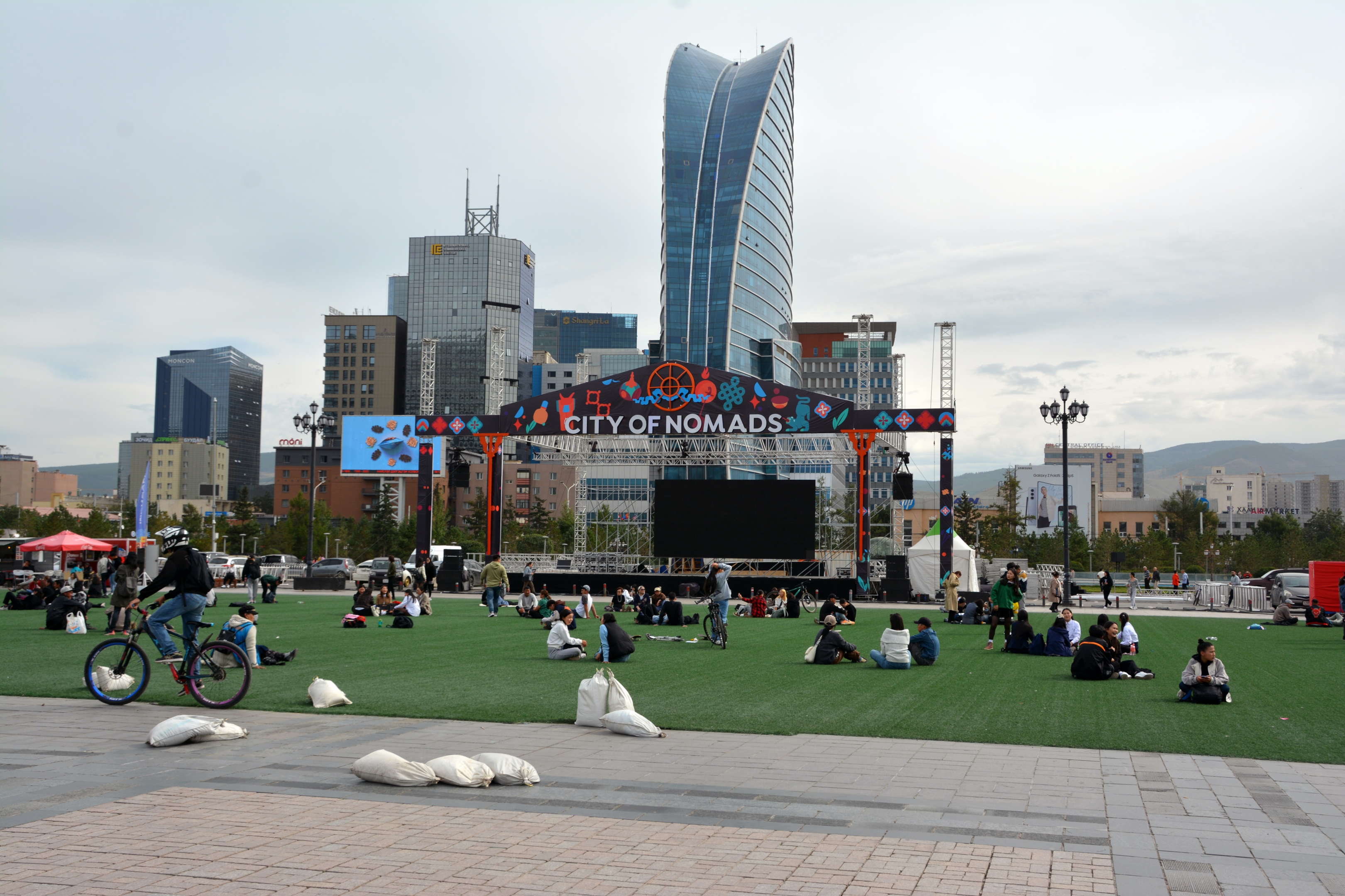 Ulaanbaatar's youth culture hotspots with high rise buildings characterizing the city center
