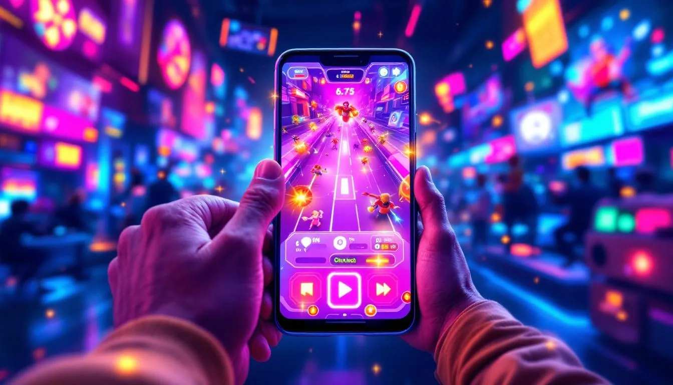 Jogos online sendo jogados em celulares e tablets.