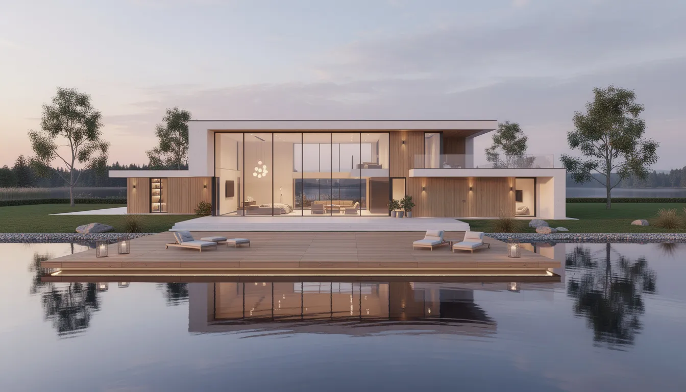 Die moderne Architektur der Seevilla beeindruckt mit großen Glasfronten, die einen Blick auf den Ammersee und die umliegende Natur bieten. Diese elegante Immobilie könnte das Zuhause von prominenten Persönlichkeiten wie Helene Fischer sein, die in der Nähe von Inning am Ammersee lebt.