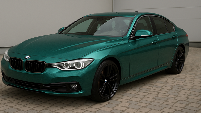 A metallic vinyl wrap gives a unique look to the vehicle.