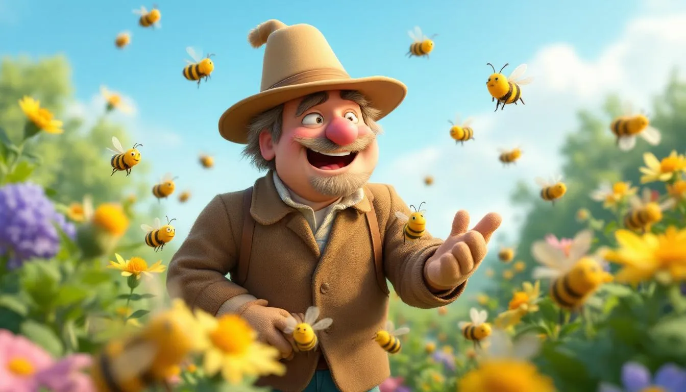 A diverse group of bees pollinating flowering plants, highlighting their importance.