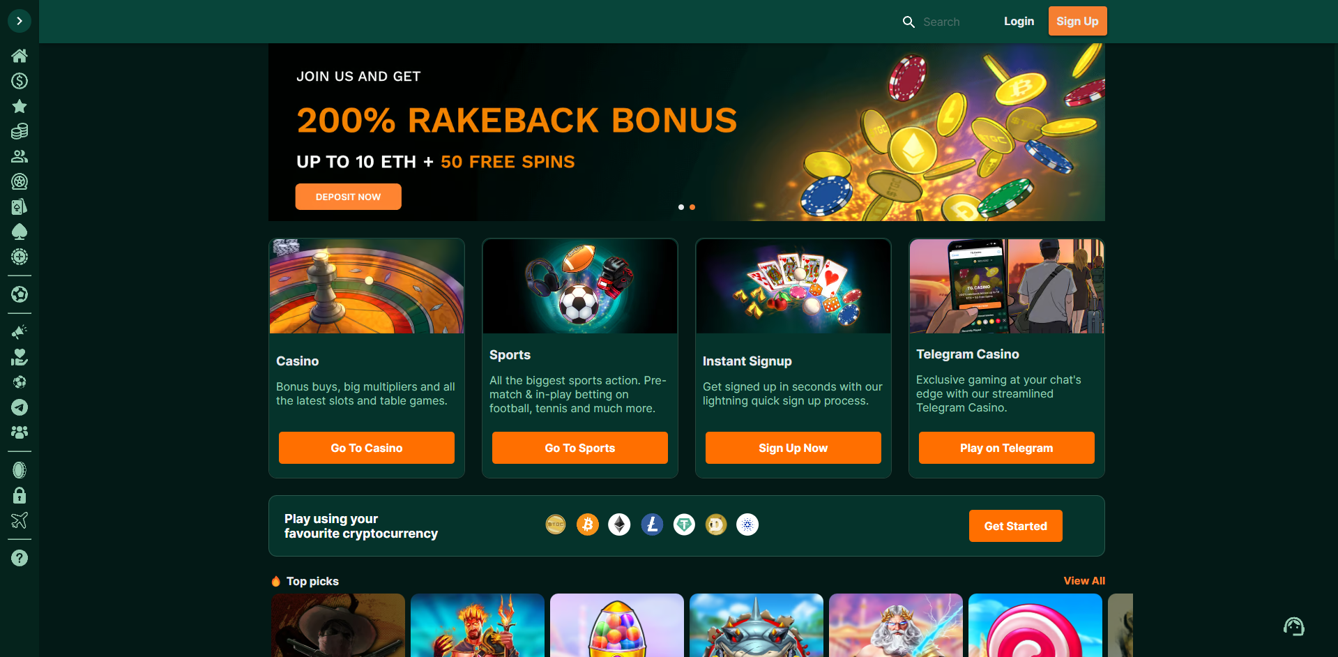 T.G Casino - Website Screenshot