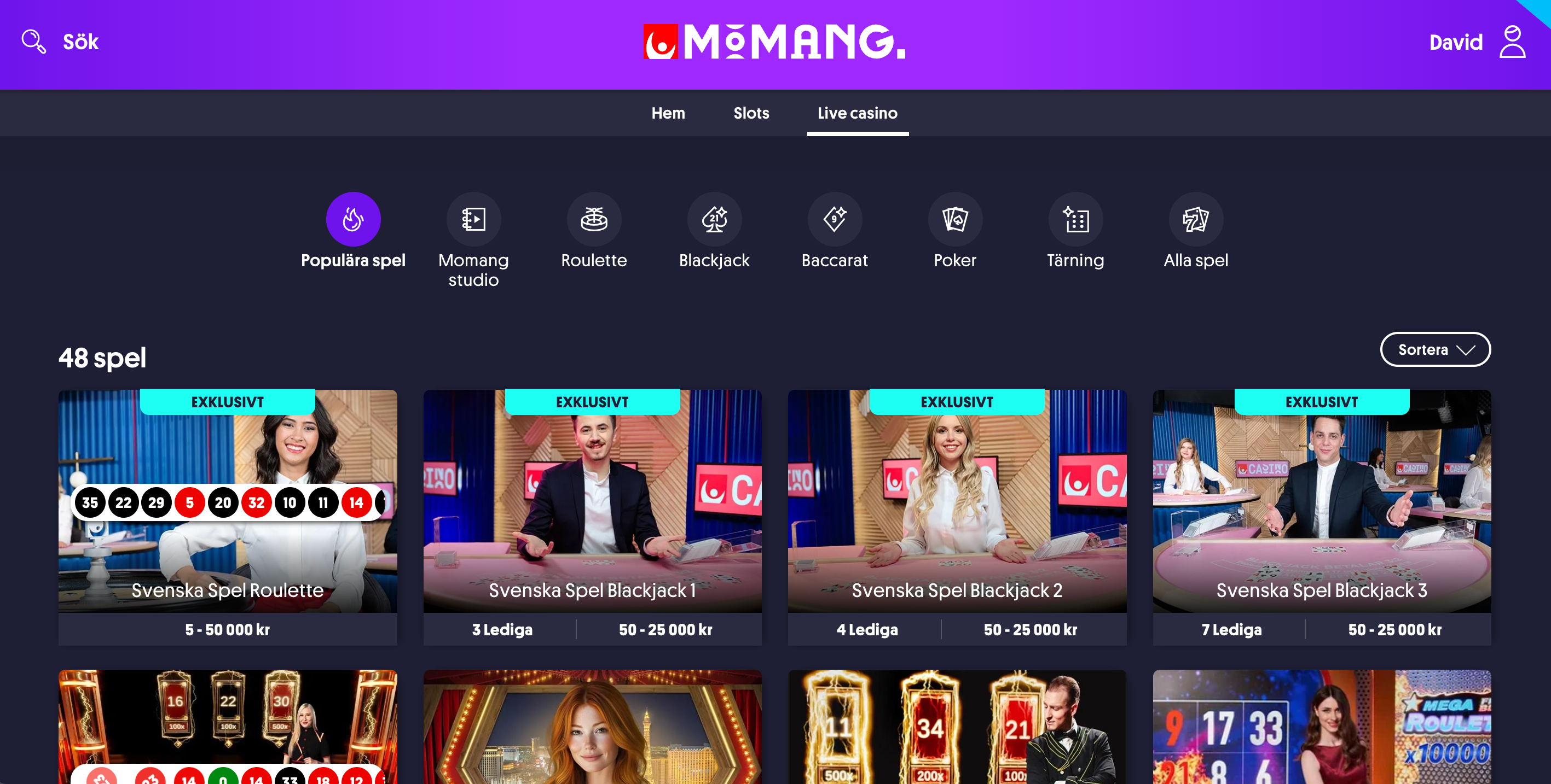 momang spela live casino