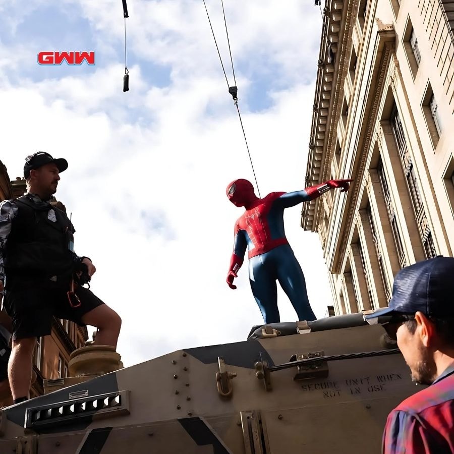 Tom Holland as Spiderman and Destin Daniel Cretton in Spider-Man: Brand New Day