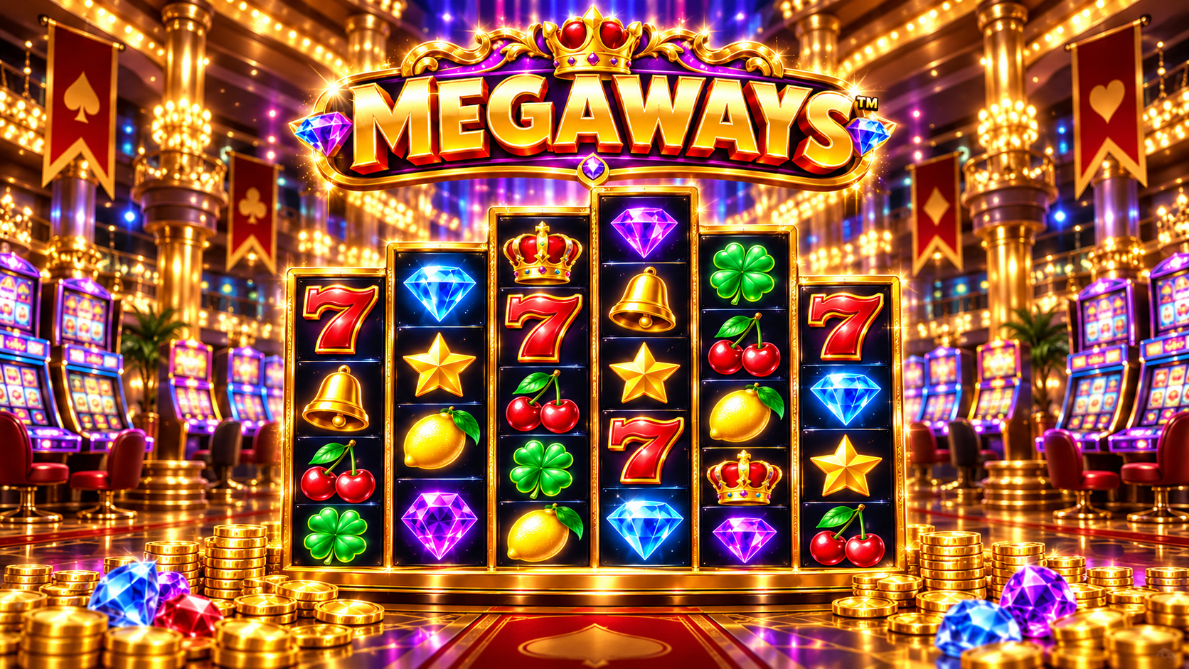 Megaways gokkast met dynamische rollen, klassieke slotsymbolen en een wisselend aantal Ways to Win.