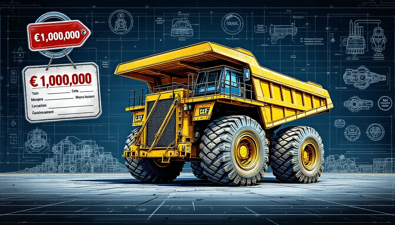 An image of heavy machinery with a price tag, illustrating factors influencing heavy equipment insurance costs.