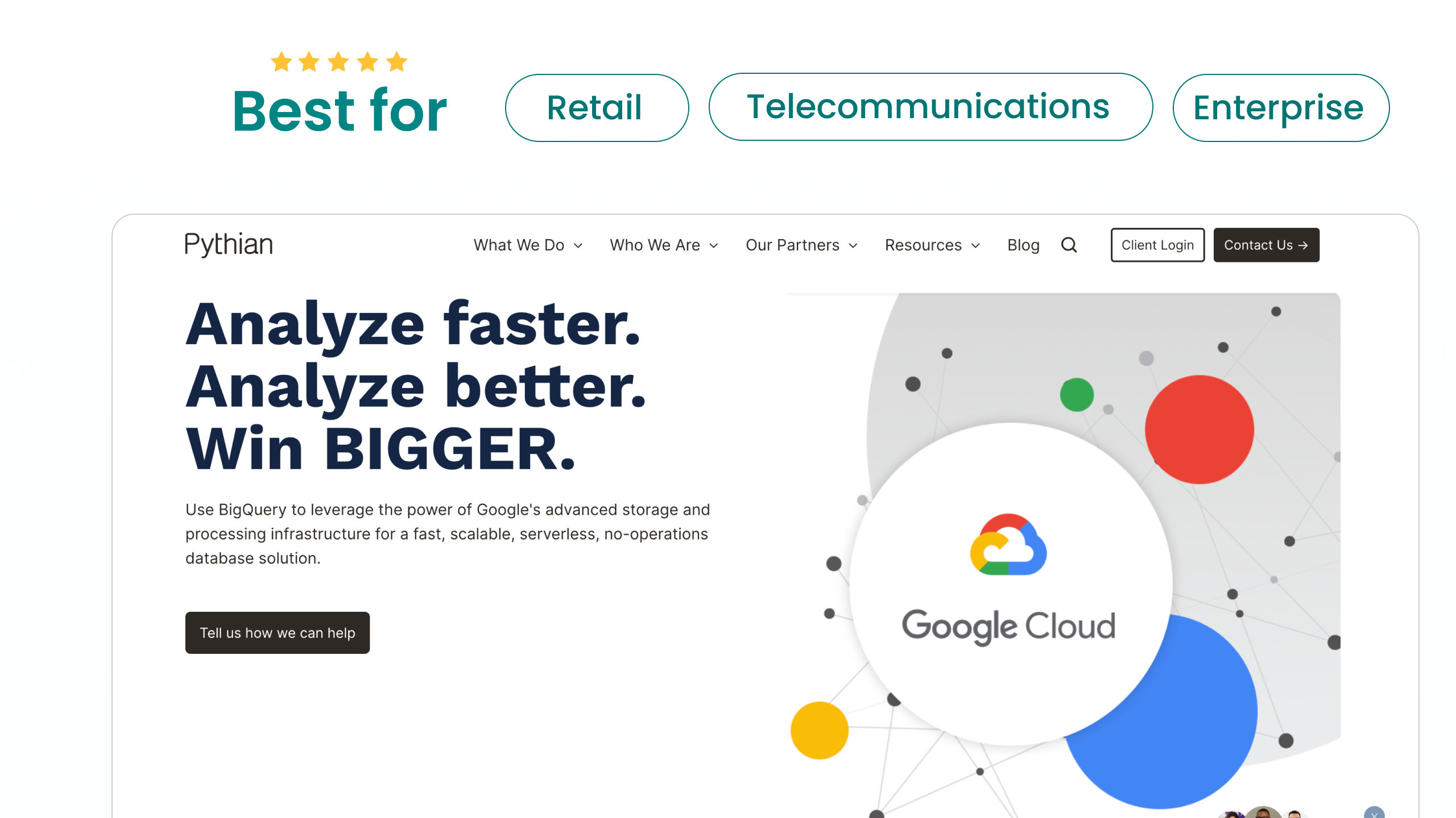 Best Google Bigquery services for Retail, Telecommunications, and Enterprise - Pythian