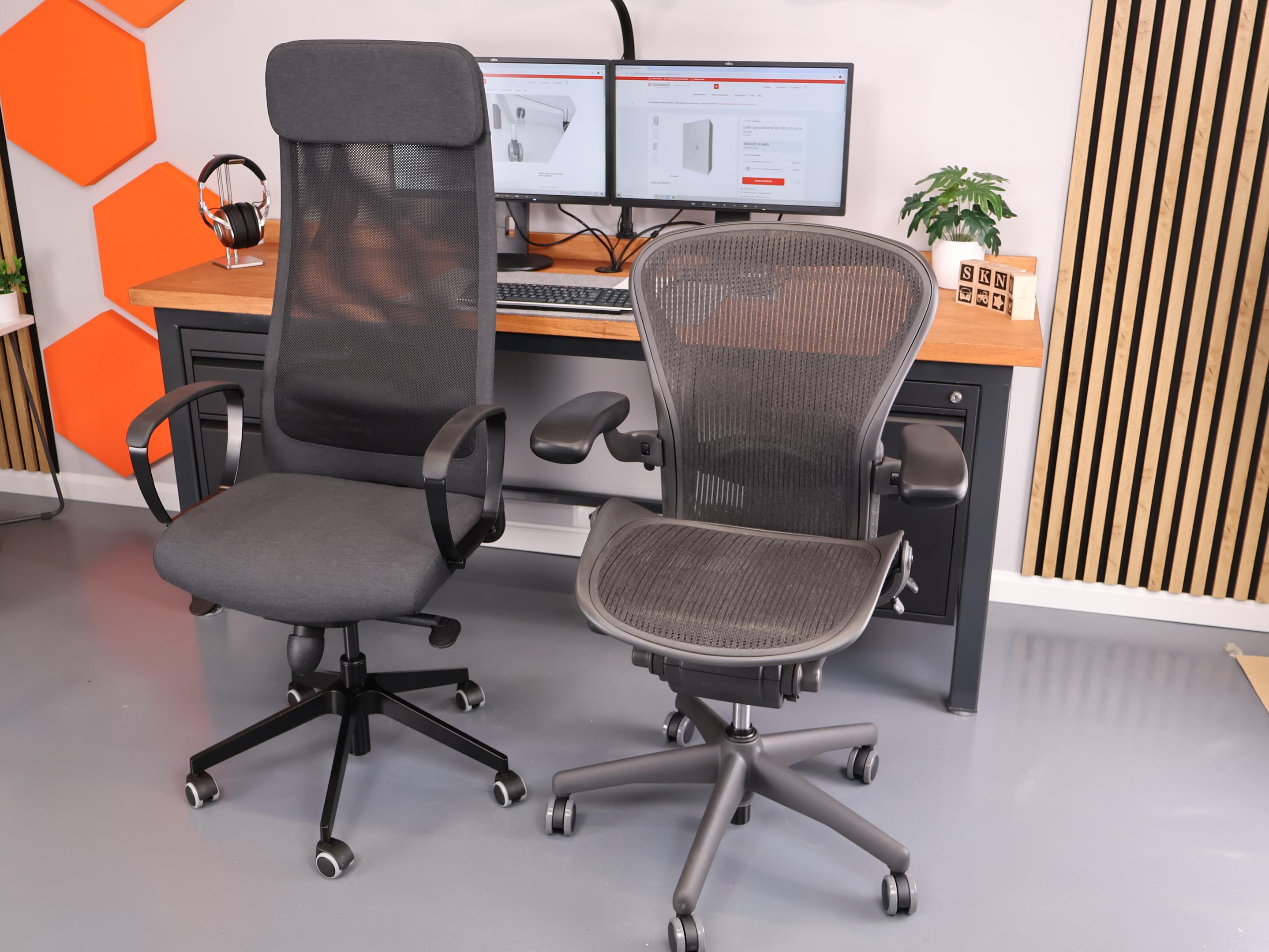 Jak wybrać fotel biurowy? Odpowiadamy na 10 najczęstszych pytań klientów 5 Ikea Markus VS Herman Miller Aeron Classic. Źrodło: Brastech