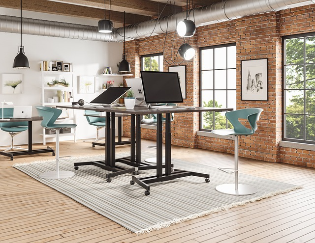 picture of a standing desk in an office