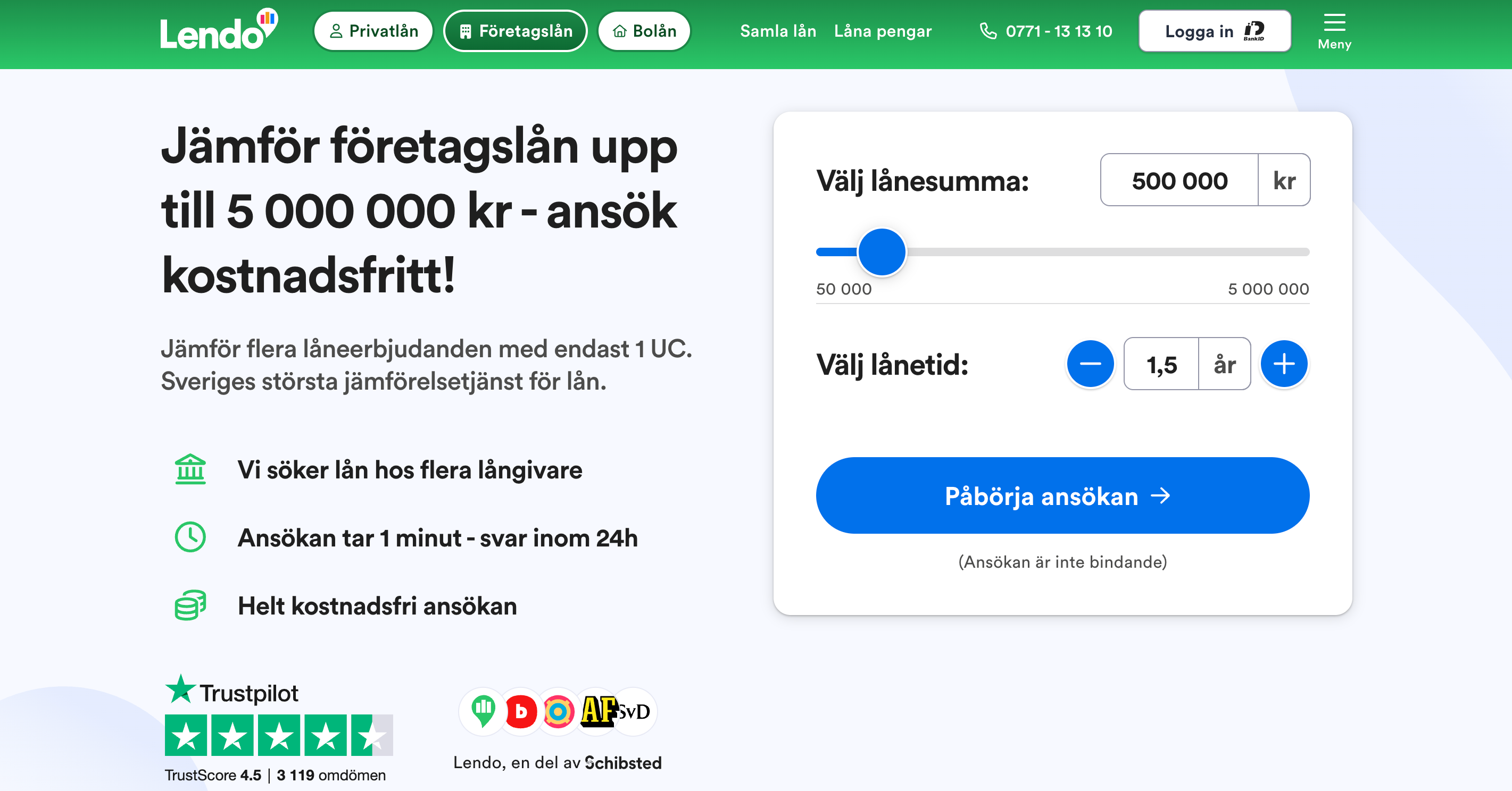 Lendo ansökan företagslån