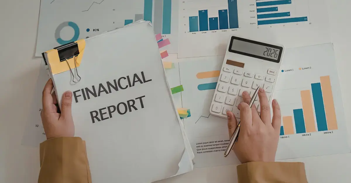 Woman reviewing financial reports after using bookkeeping clean-up services.