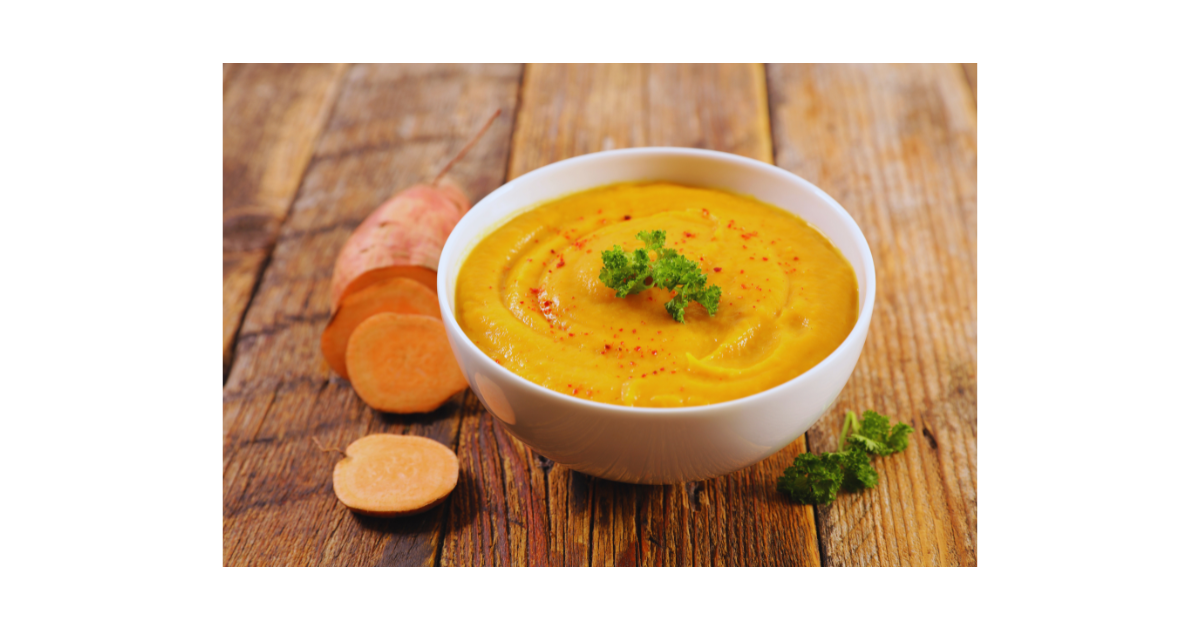 Sweet Potato Soup with Fresh Sage and Cream  