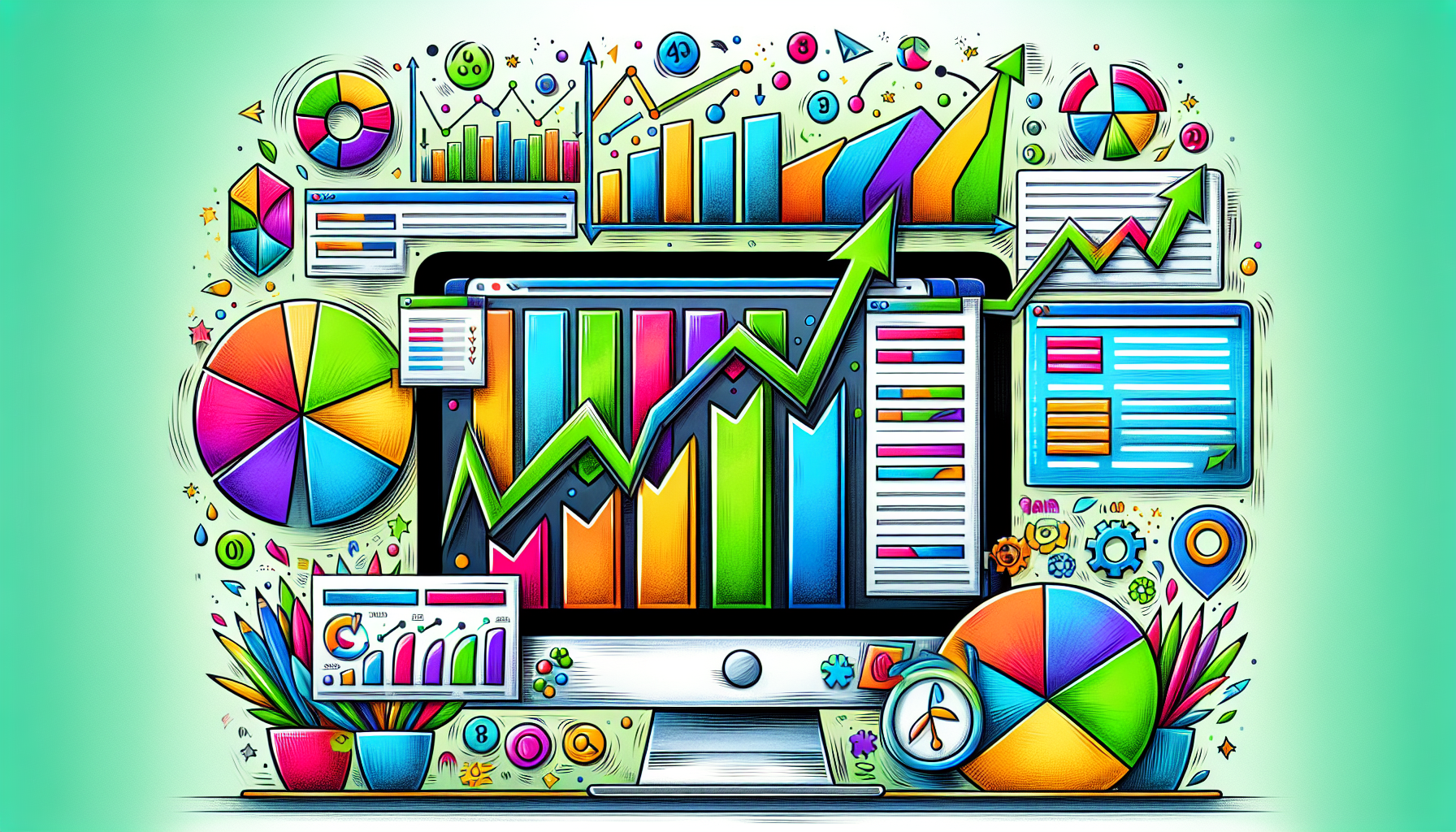 An illustration representing SEO optimization tools for WordPress sites.