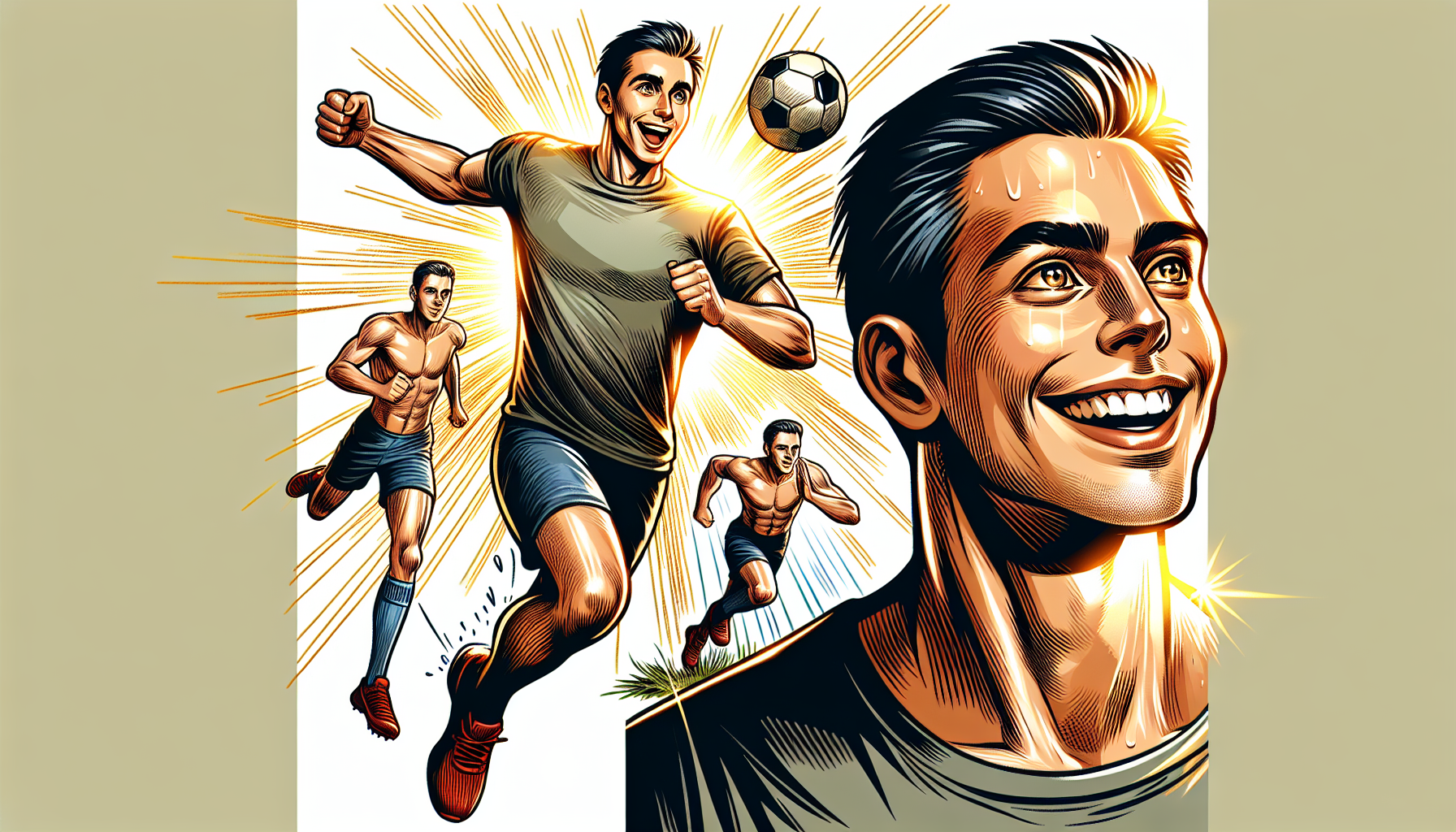 Illustration of a man feeling energetic and active