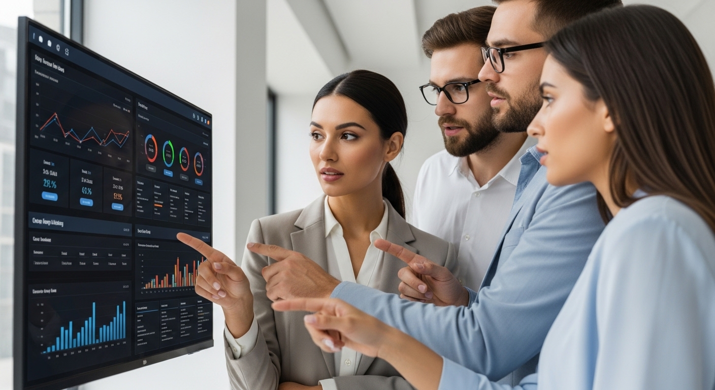 Employee collaborating with IT team on cybersecurity, shown through shared dashboards and alert notifications.