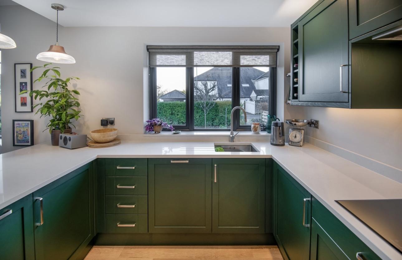 dark green in small kitchen