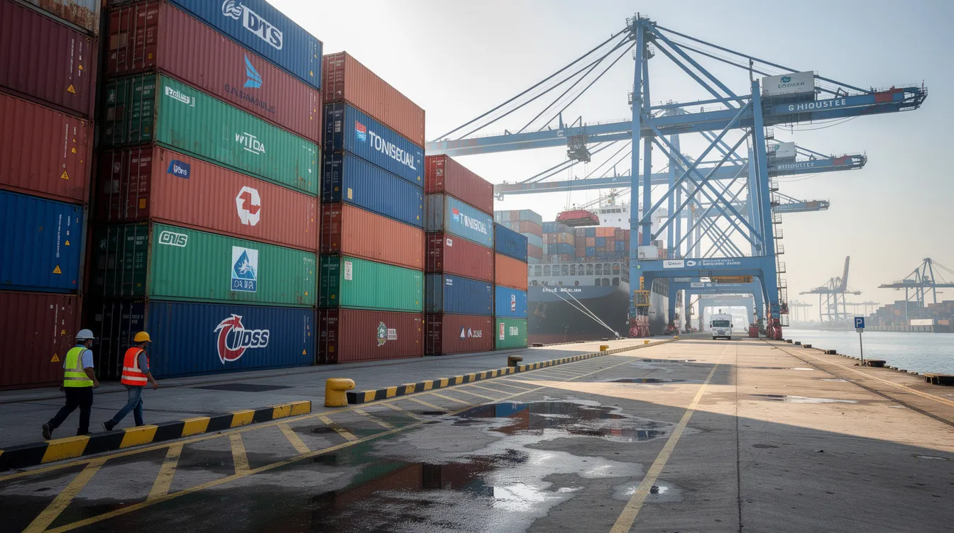 The image depicts a busy international port filled with stacked shipping containers, showcasing the logistics of global trade. This scene highlights the importance of reliable suppliers and efficient order fulfillment for online retailers and dropshipping businesses.