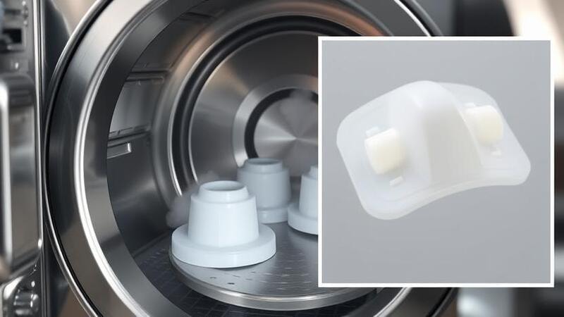 Industrial autoclave machine sterilizing silicone mask parts