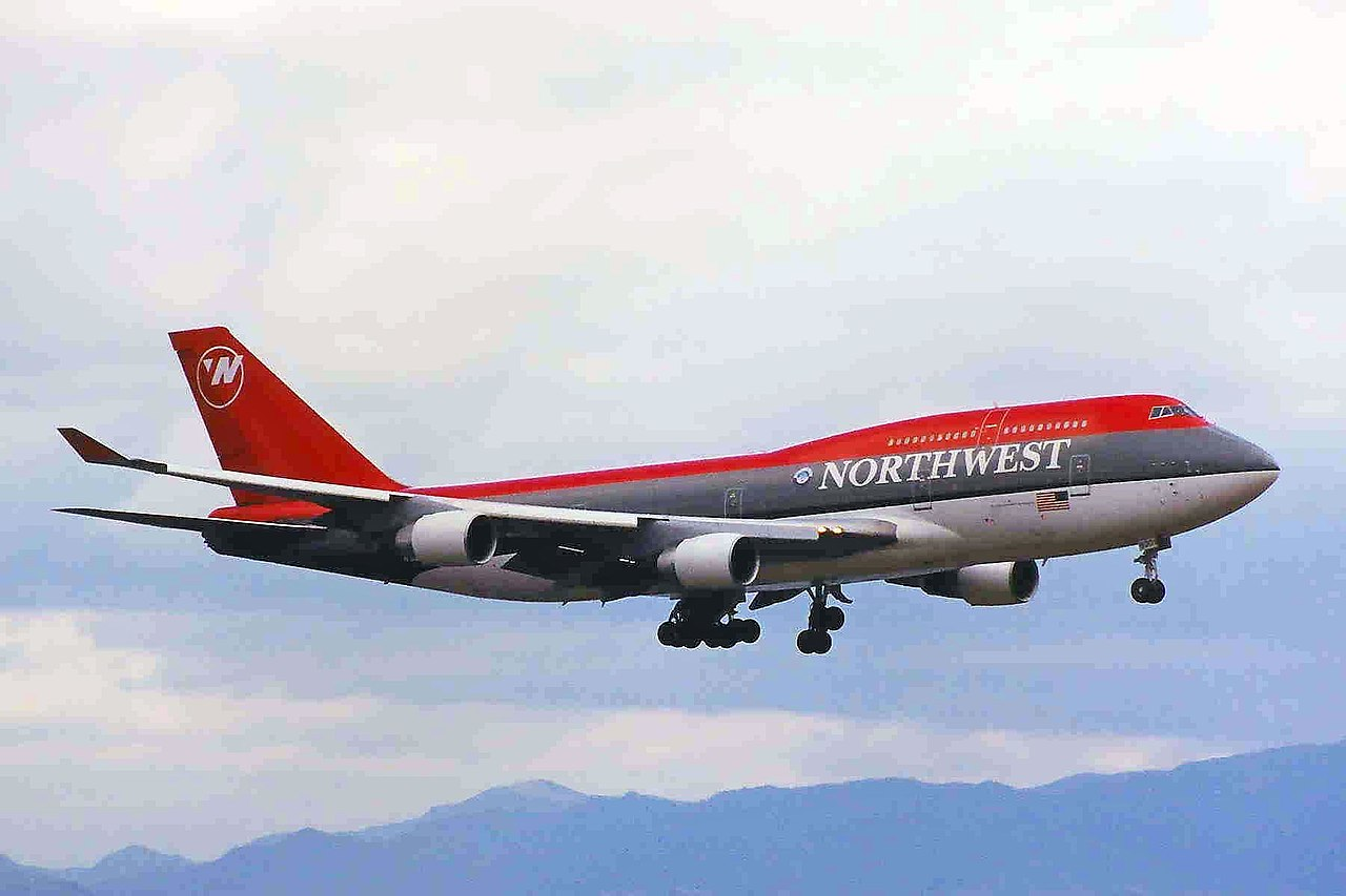 Northwest airlines aircraft landing.