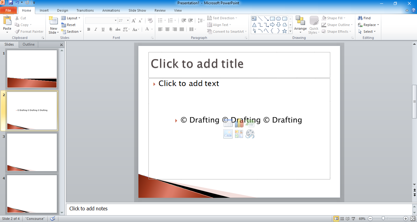 After you add water to your presentation, you can freely click and delete the original (text/image) you used.