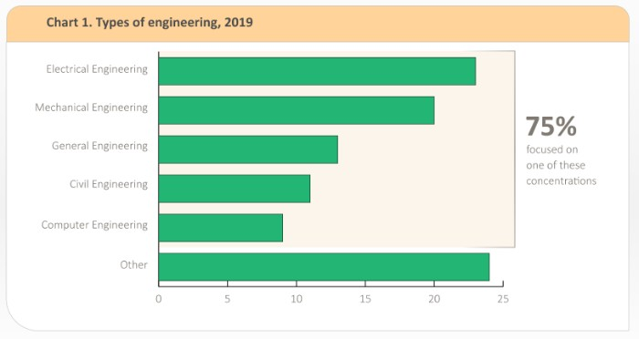 engineering types by percentage