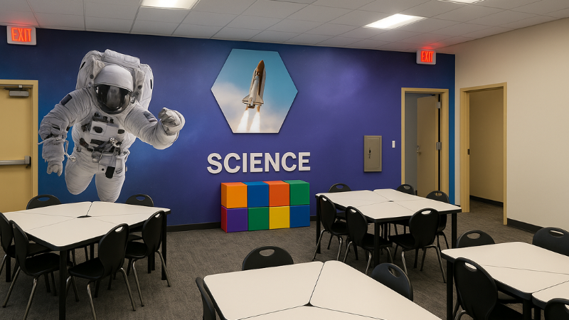 A Classrrom with Beautiful And Decorative Indoor Wall Wrap
