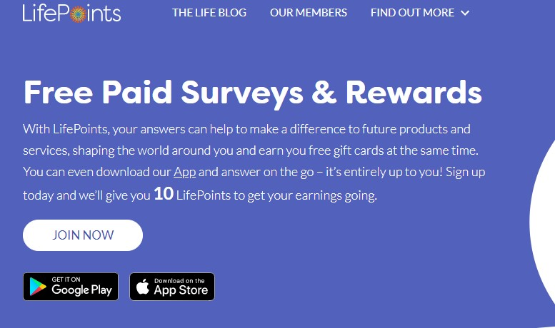 LifePoints pays you points when you take surveys. Use your points for free eGift cards and PayPal cash. 