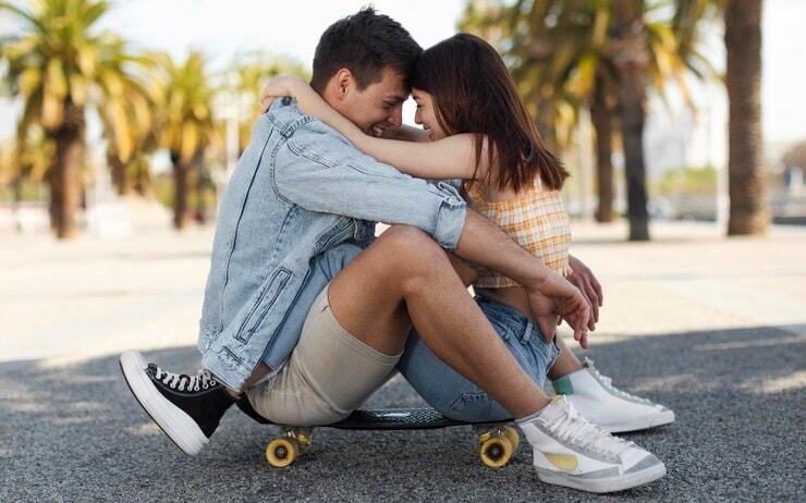 Couple playfully playing