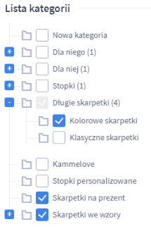 Category tree - Shoper screenshot.