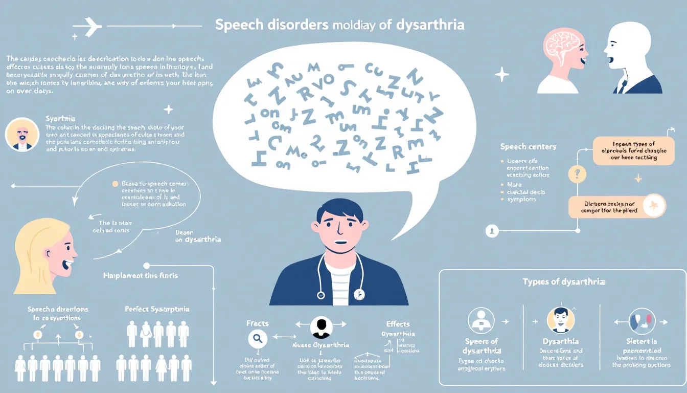 Une représentation visuelle illustrant les troubles de la parole, y compris la dysarthrie.