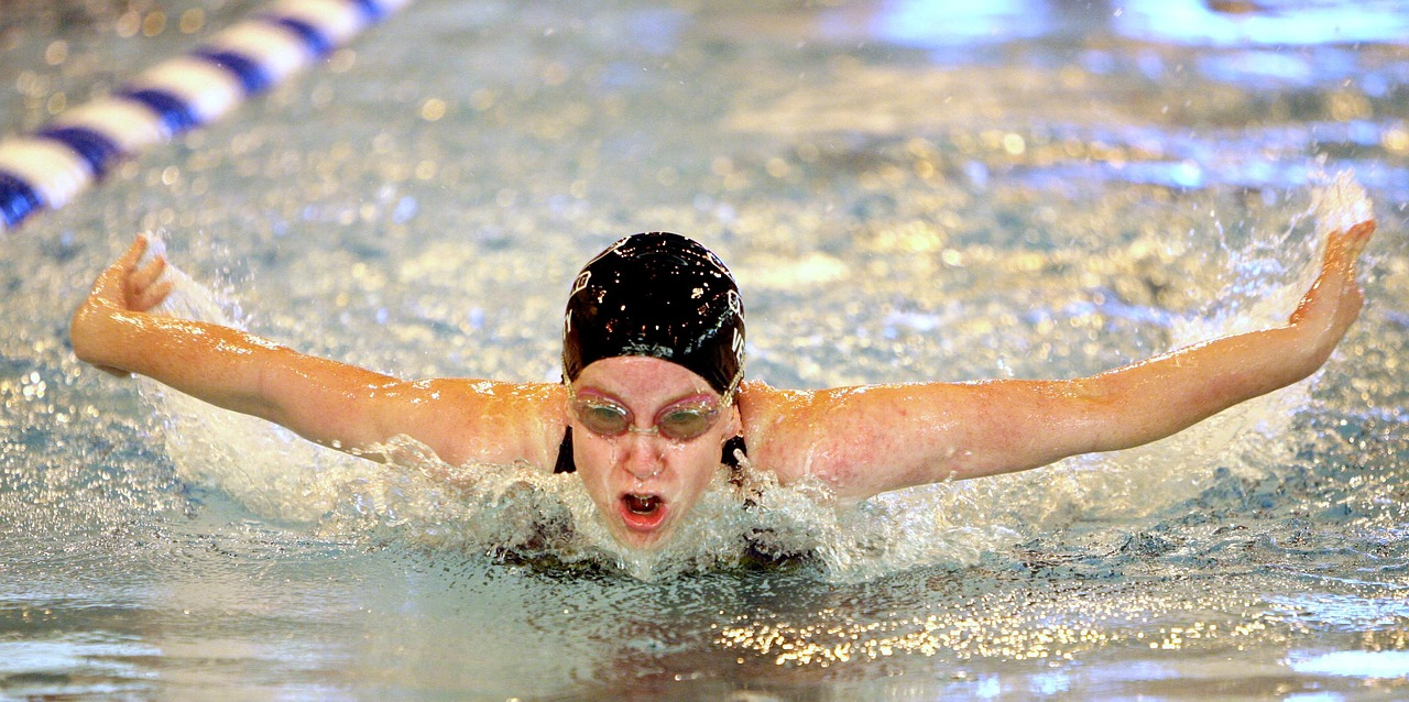 Confident female swimmer