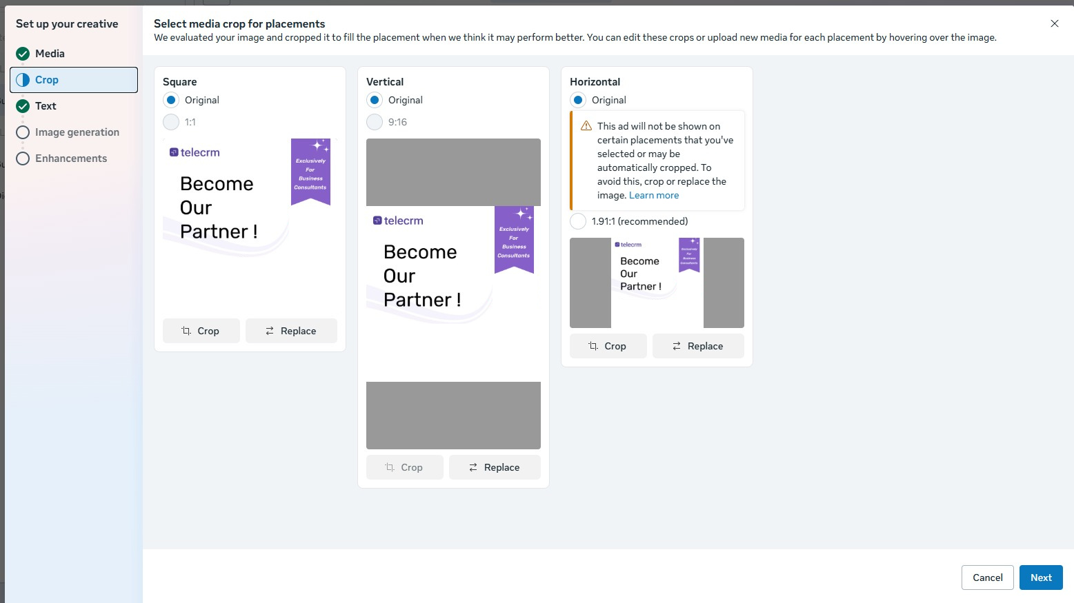 Facebook Lead Ads to WhatsApp: The Complete Playbook (2026) 5 Cropping the creative