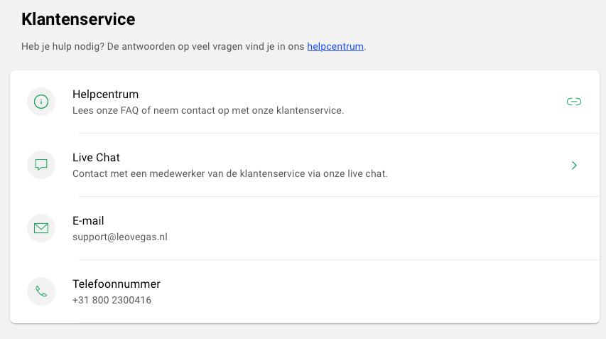 LeoVegas klantenservice