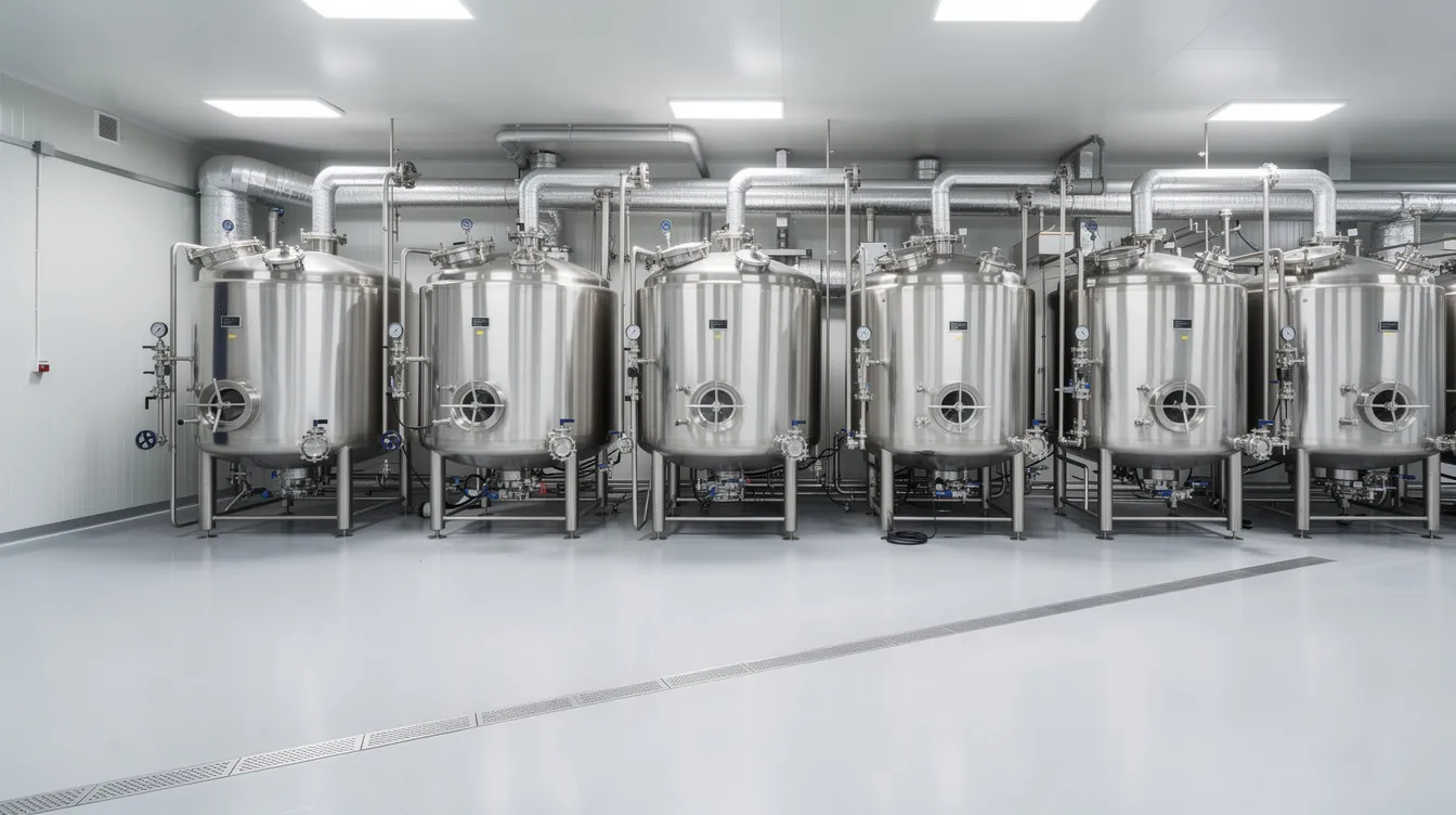 3e564eda 32bb 4037 854c d3739f8f46f1 The image depicts large stainless steel industrial processing tanks and extensive piping within a modern food manufacturing facility, showcasing the advanced setup for maize processing. This environment is integral to the production of various maize products such as corn oil, corn starch, and high fructose corn syrup, reflecting the efficiency of the wet milling process in the maize processing industry.