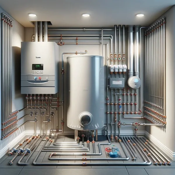 central heating installation with an electric combi boiler