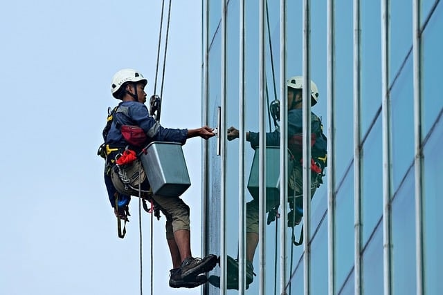 glass cleaner, worker, man