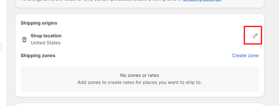 Shopify dashboard - Shipping and delivery settings - Deleting shipping zones - Step 2