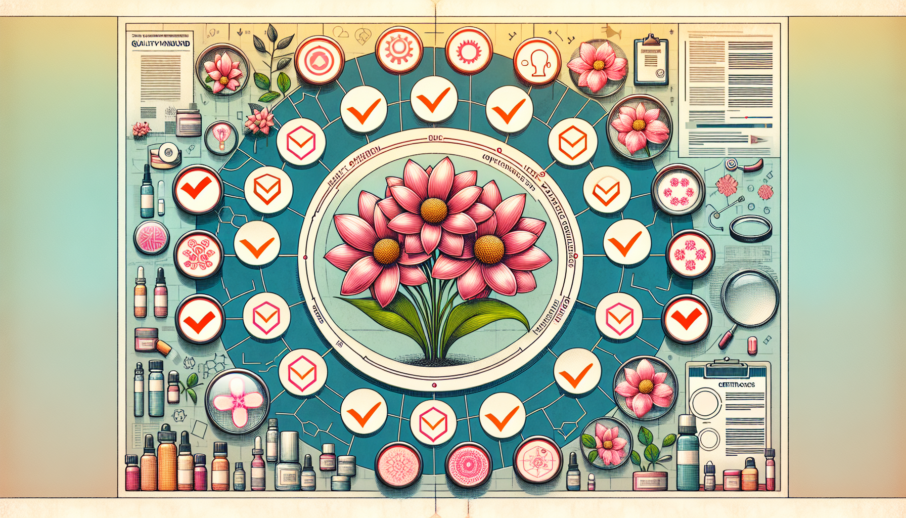 A chart showing the quality and standards of products, including HHCP flowers.