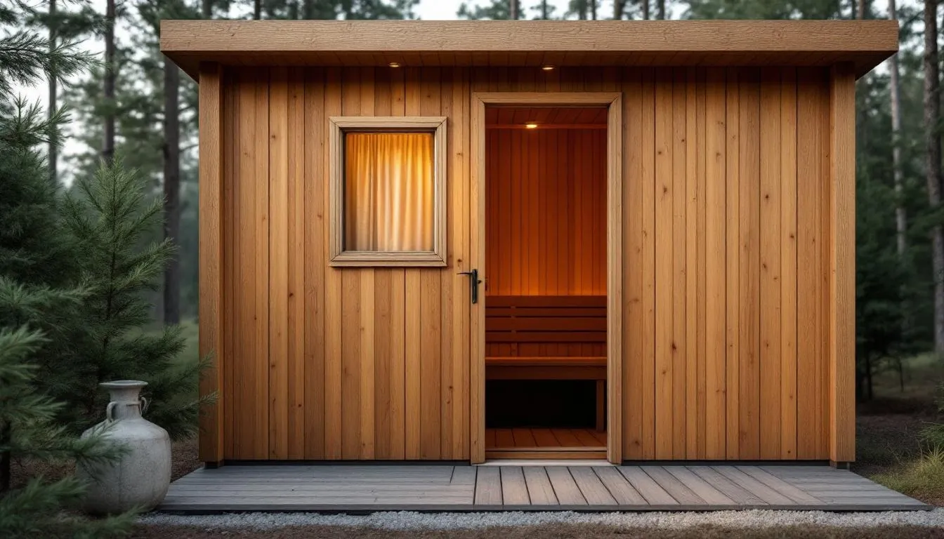 The image depicts various types of saunas, including traditional and infrared saunas, emphasizing the importance of choosing the right sauna for health benefits. It highlights how regular sauna sessions can promote relaxation, improve cardiovascular function, and support mental health through sauna bathing and heat therapy.