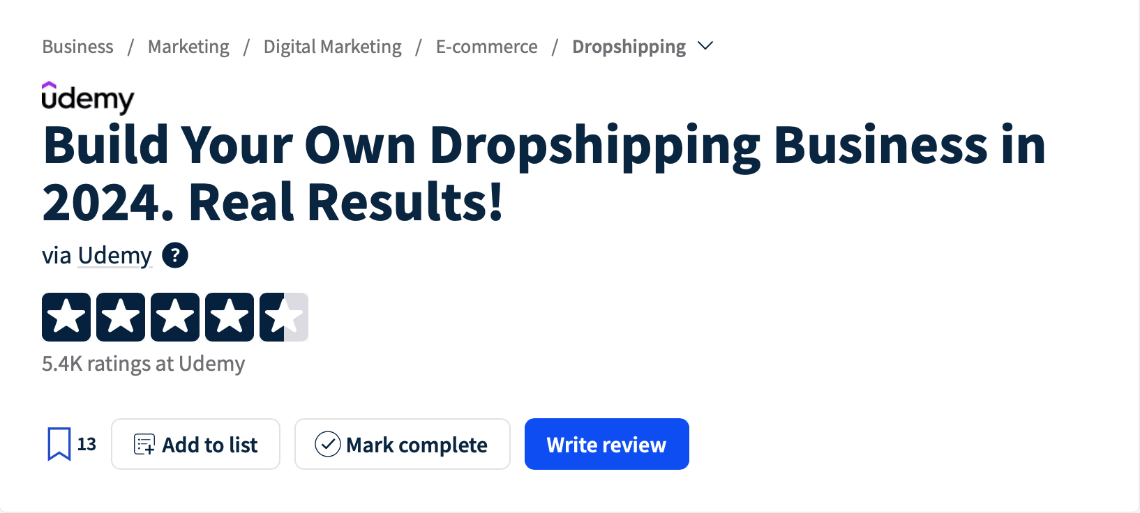 dropshipping course - udemy 