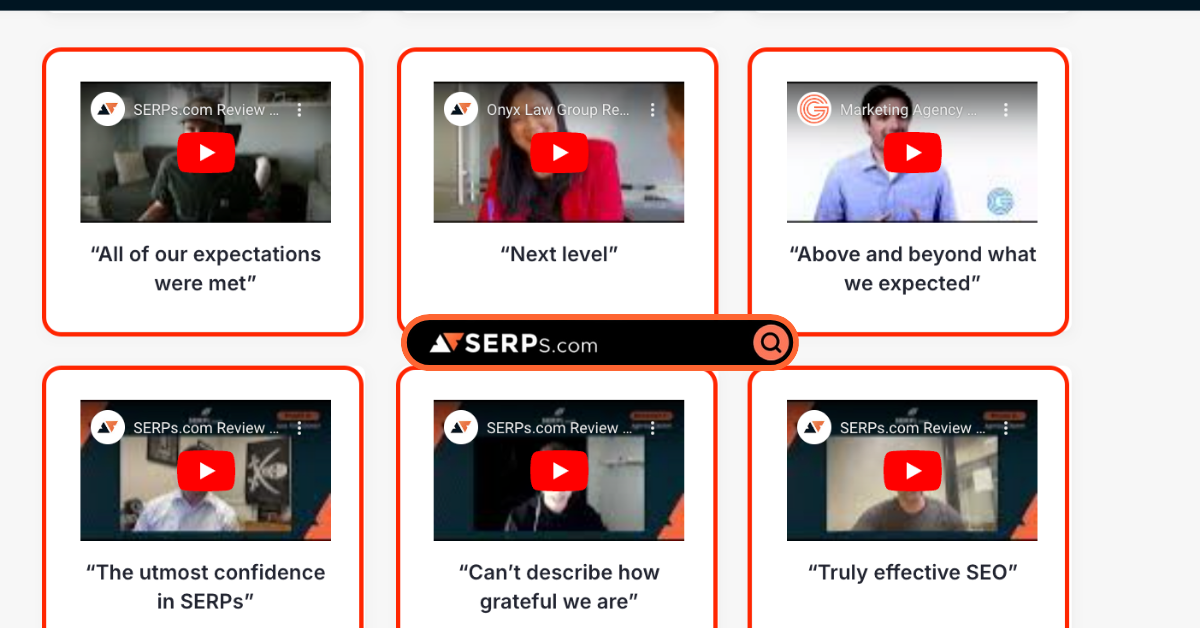 Showcase SEO service through testimonials