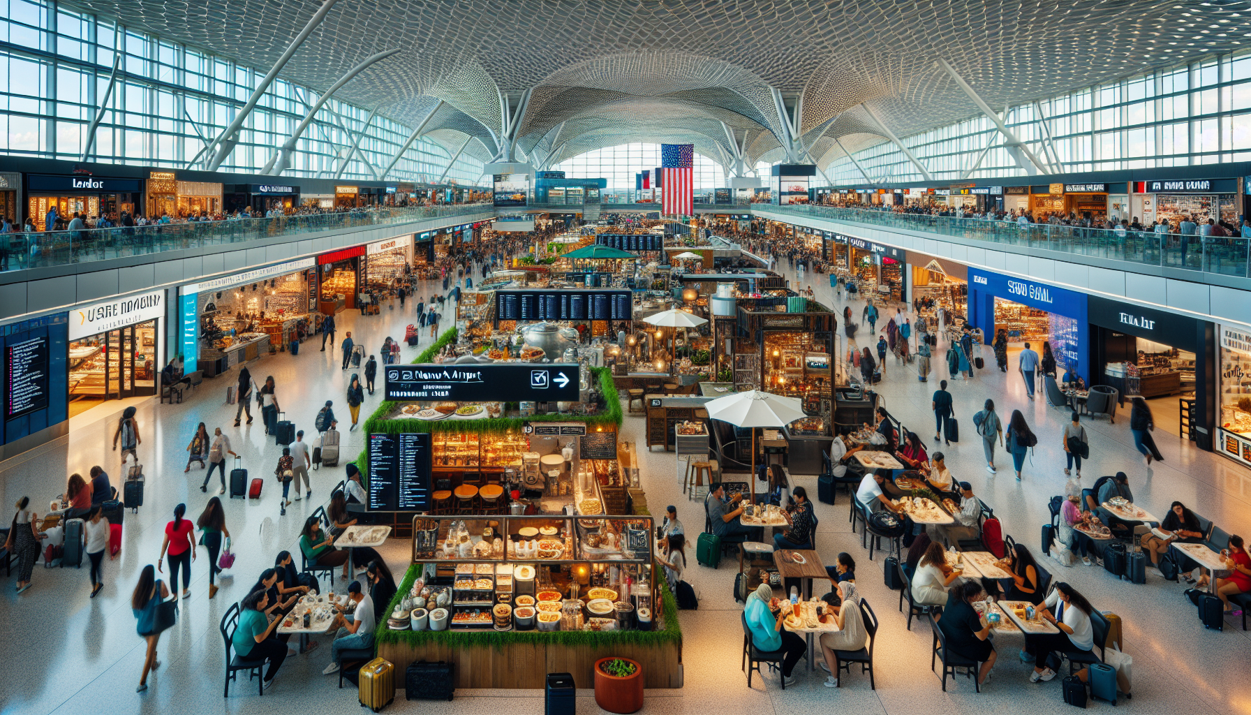 Dining and shopping options at Newark Airport