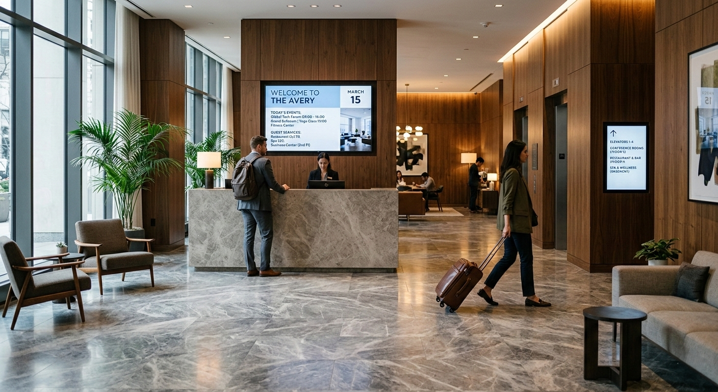 Top 10 Digital Signage Industry Trends in 2026 3 hospitality adopts digital signage software for guest experience