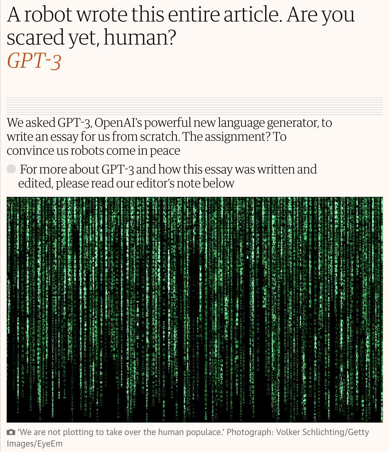 Guardian article written by AI