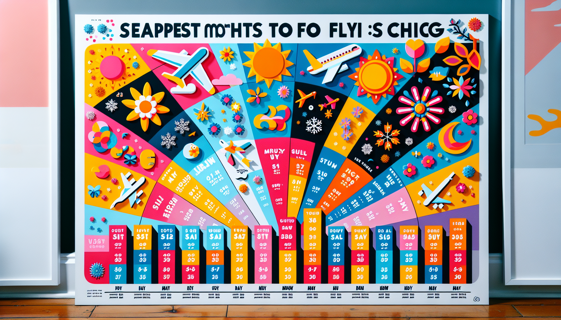 An illustration depicting the cheapest months to fly from St. Louis to Chicago.