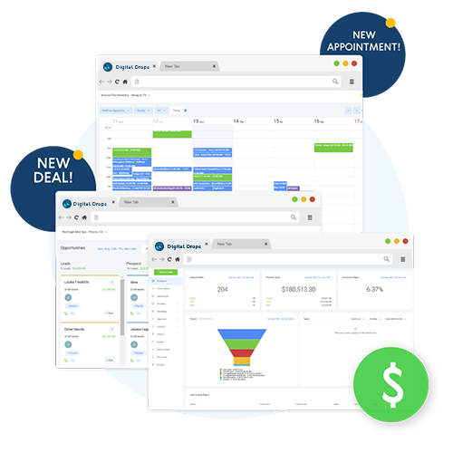 Digital Drops, Digital Drops CRM, Dashboard, crm application 