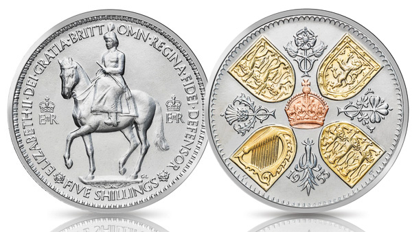 Image: Front and back view of the Queen Elizabeth II Coronation Coin.