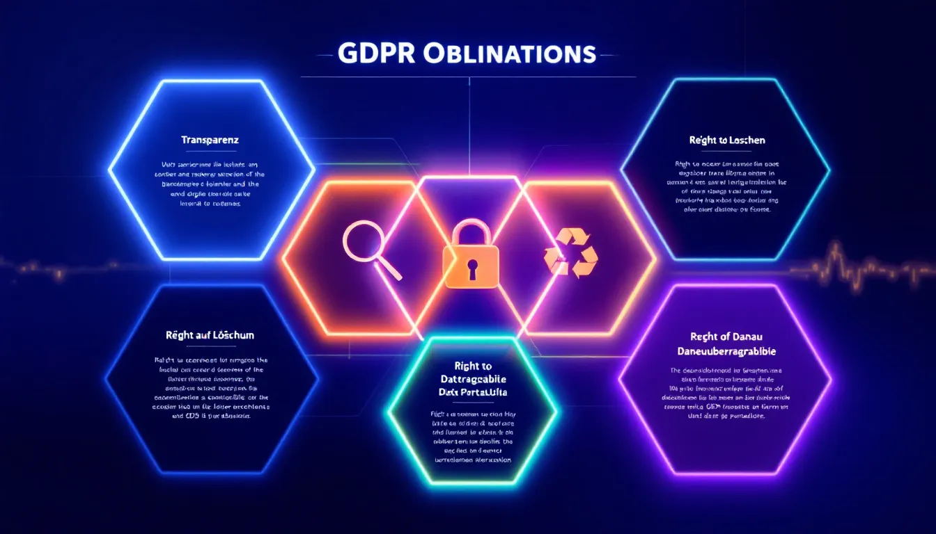 Pflichten für Unternehmen unter der DSGVO, dargestellt durch ein Diagramm.